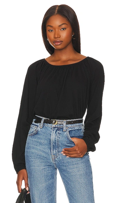 Bobi Cropped Elasticated Top In Dark Navy