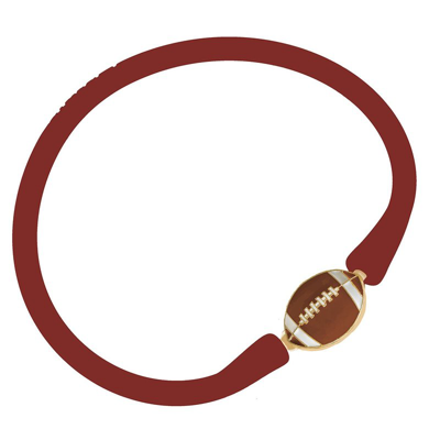 Canvas Style Enamel Football Silicone Bali Bracelet In Rust In Red