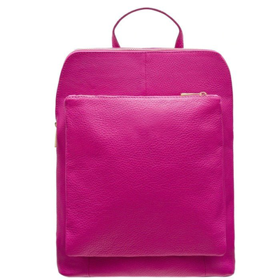 Sostter Fuchsia Soft Pebbled Premium Leather Pocket Backpack In Pink