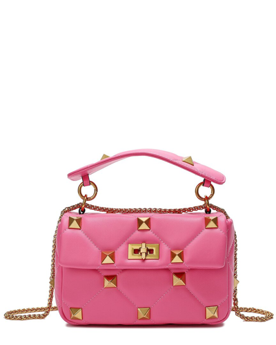 Tiffany & Fred Studded Sheepskin Leather Shoulder Bag In Pink