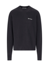 Palm Angels Cotton Oversize Crew Neck Sweatshirt In Black  