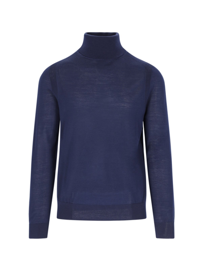 Paul Smith High-neck Merino-wool Jumper In Blue