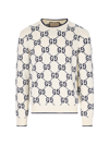 Gucci White Gg Intarsia Cotton Sweater In Cream