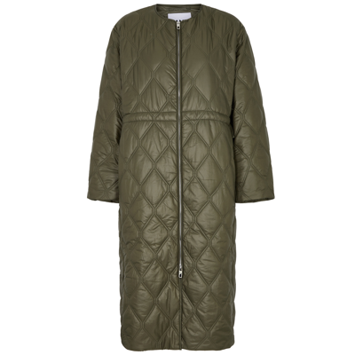 Ganni Quilted Shell Coat In Kalamata