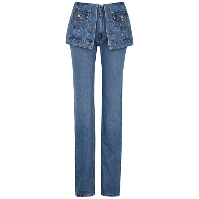 Coperni Layered Mid-rise Straight-leg Jeans In Washed Blue Wasbl