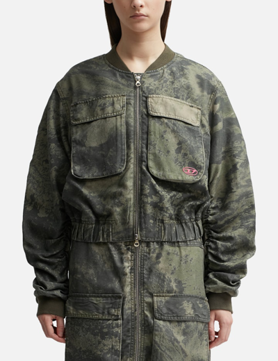 Diesel Planet-print Bomber Jacket In Green