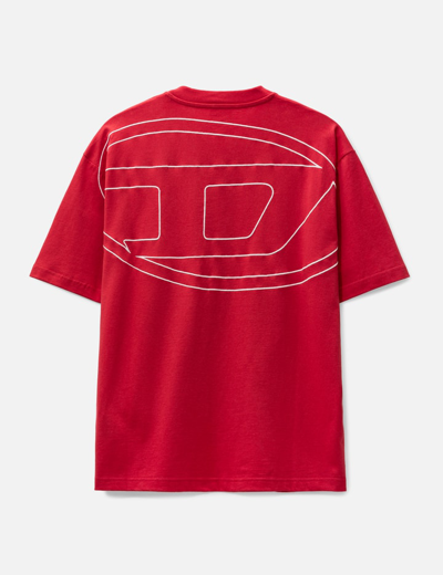 Diesel T-shirt With Maxi Oval D Embroidery In Red