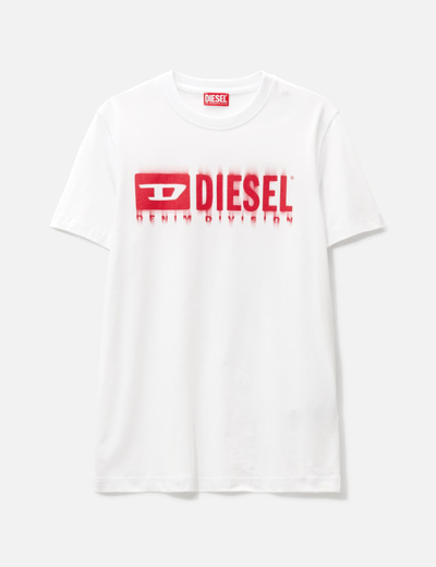 Diesel T-shirt With Smudged Logo Print In White
