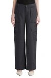 Vince Mid Rise Fluid Cargo Trousers In Black
