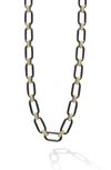 Lagos Signature Caviar Ceramic Link Necklace In Black/ Gold