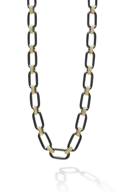 LAGOS SIGNATURE CAVIAR CERAMIC LINK NECKLACE