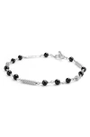 Lagos Caviar Icon Ceramic Beaded Bracelet In Silver