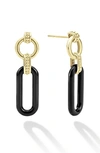 Lagos Signature Caviar Ceramic Link Drop Earrings In Gold