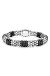 Lagos Black Caviar Ceramic Rope Bracelet In Black/ Silver