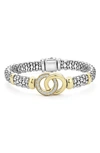 Lagos 18k Yellow Gold & Sterling Silver Signature Caviar Diamond Interlocking Circle Beaded Bracelet In Silver/ Gold