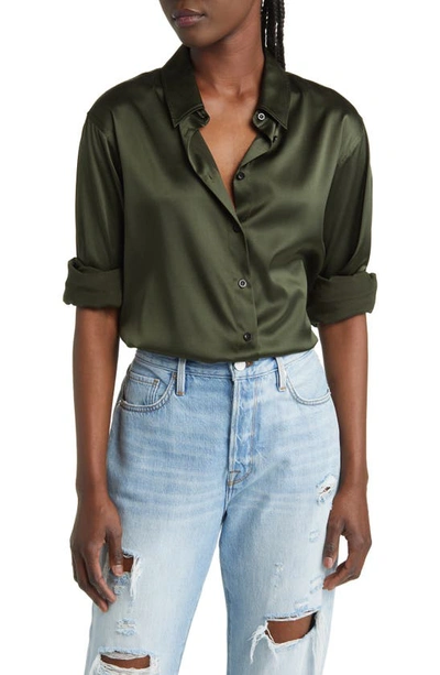 Frame The Standard Silk Button-front Shirt In Surplus