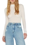 Frame Stretch Mesh Lace Turtleneck In Off White
