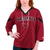 STARTER STARTER CARDINAL ARIZONA CARDINALS RALLY LACE-UP 3/4 SLEEVE T-SHIRT