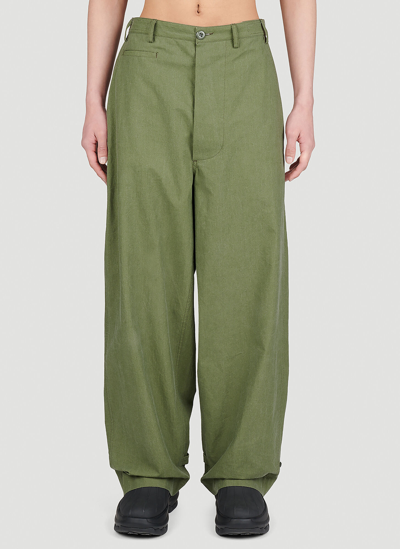 Kenzo Straight Cut Oversize Trousers In Green