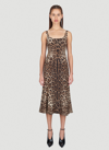Dolce & Gabbana Mini Brown Dress With All-over Leo Print In Stretch Viscose In Brown