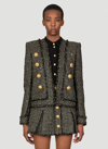 Balmain Black Jacket With Jewel Buttons In Tweed Woman In Black