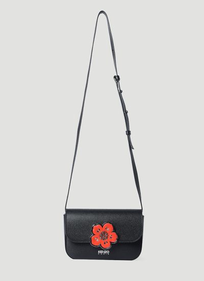 Kenzo Boke Flower Leather Shoulder Bag In Black