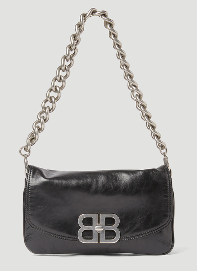 Balenciaga Bb Soft Small Flap Shoulder Bag In Black