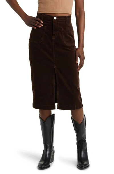 Frame Le Bardot Cotton-blend Corduroy Midi Skirt In Espresso