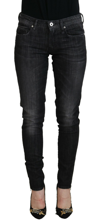 Fiorucci Black Cotton Low Waist Skinny Women Casual Jeans In Black