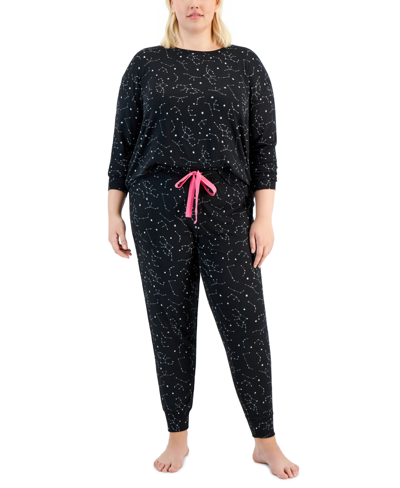 Jenni Plus Size 2-pc. Printed Supersoft Packaged Pajama Set, Created For Macy's In Constellation