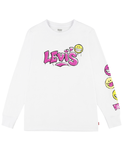 Levi's Big Boys Sprayed Logo Long Sleeve T-shirt In Bright White