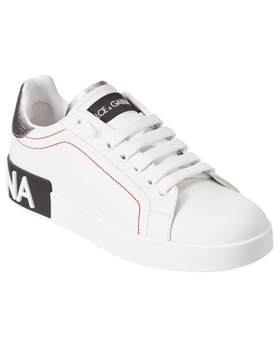 Dolce & Gabbana Portofino Sneakers In White Leather