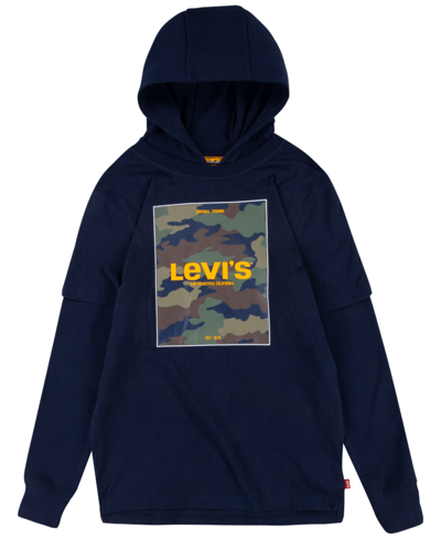 Levi's Big Boys Long Sleeve Twofer T-shirt In Navy Blazer