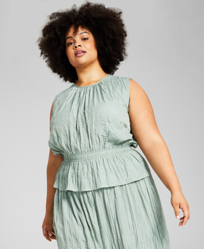 And Now This Trendy Plus Size Scoop-neck Fit & Flare Top In Oregano