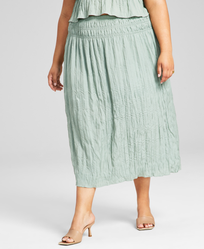 And Now This Trendy Plus Size Textured Pull-on Skirt In Oregano