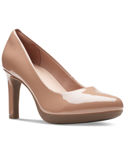 Clarks Women's Ambyr Joy High-heeled Comfort Pumps Women's Shoes In Warm Beige Leather
