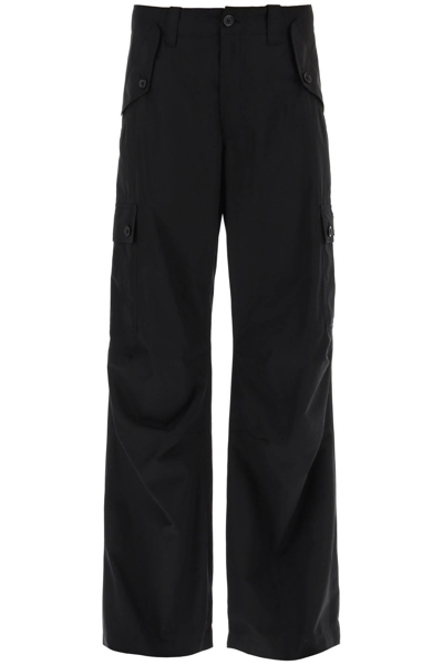 Dolce & Gabbana Cotton Cargo Pants With Logo Plaque In Black