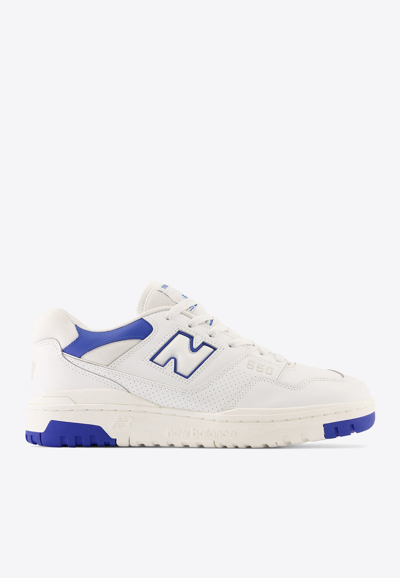 New Balance 550 Low-top Sneakers In White With Cobalt And Summer Fog In White Cobalt Fog