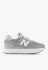 NEW BALANCE 574+ LOW-TOP SNEAKERS IN JUNIPER WITH RAINCLOUD AND WHITE