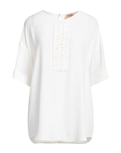 N°21 Woman Top White Size 6 Acetate, Silk