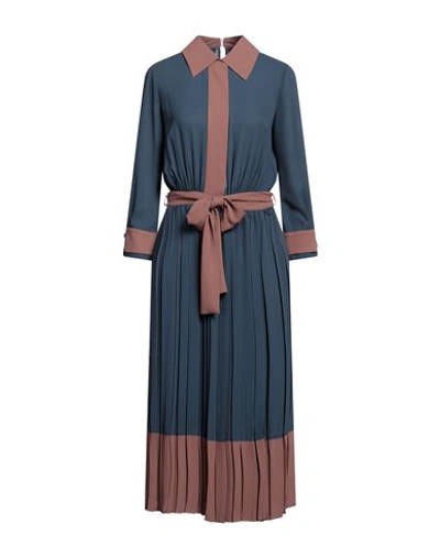 Elisabetta Franchi Woman Midi Dress Slate Blue Size 8 Polyester