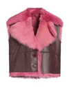 Vintage De Luxe Woman Jacket Fuchsia Size 6 Shearling In Pink