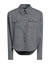 The Mannei Utility Pockets Heringbone Motif Toledo Overshirt In Grey