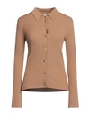 CHLOÉ CHLOÉ WOMAN CARDIGAN CAMEL SIZE L WOOL, CASHMERE