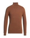 +39 Masq Man Turtleneck Camel Size 40 Merino Wool In Beige