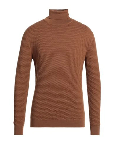 +39 Masq Man Turtleneck Camel Size 40 Merino Wool In Beige