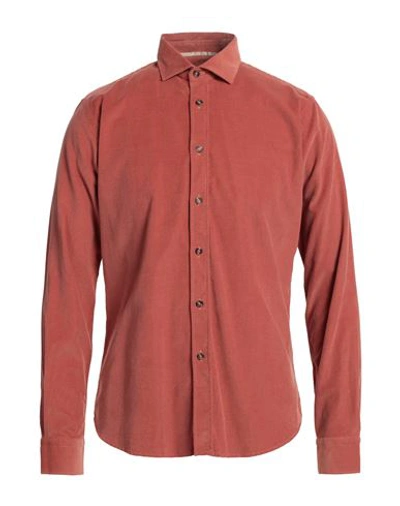 Alessandro Lamura Man Shirt Rust Size S Cotton In Red