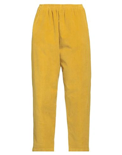 Rossopuro Woman Pants Mustard Size 6 Cotton, Elastane In Yellow