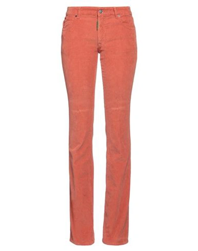 DSQUARED2 DSQUARED2 WOMAN PANTS RUST SIZE 6 COTTON, ELASTANE