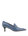 8 By Yoox Leather Pointy-toe Penny Loafer Woman Loafers Slate Blue Size 11 Ovine Leather
